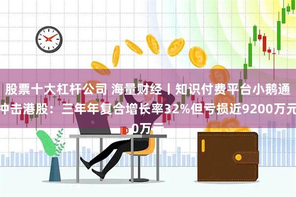 股票十大杠杆公司 海量财经丨知识付费平台小鹅通冲击港股：三年年复合增长率32%但亏损近9200万元