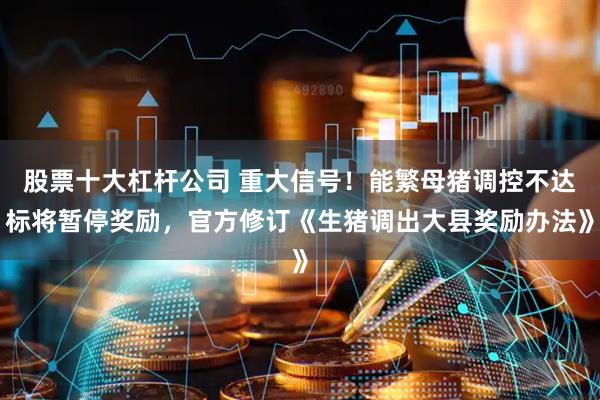 股票十大杠杆公司 重大信号!能繁母猪调控不达标将暂停奖励,官方修订《生猪调出大县奖励办法》